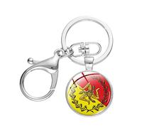 Sicily Trinacria Pendant Keychain Glass Dome Art Picture Metal Keyring Handmade Accessories for Men Women Car Bag Keyholder