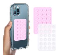 sicitu RS-Shoujixipan-qianfen+touming-Silicone Suction Phone Case Adhesive Mount, Compatible with iPhone and Android, Anti-Slip Hands-Free Mobile Accessory Holder for Selfies & Videos