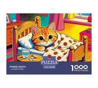 Sick Kitten Jigsaw Puzzles Puzzle for Adults Kids. 1000 Piece Bedside Pills And Water Impossible Challenge Toy Educational Game Home Decoration for Educational Games Gifts 52x38cm/1000pcs