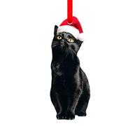 SICOHOME Black Cat Christmas Ornament - Acrylic Realistic Cats Ornaments for Christmas Tree Pet Christmas Ornament Cat Gifts for Women (2D)