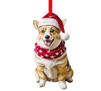 SICOHOME Corgi Gifts for Corgi Lovers - Cute Acrylic Corgi Christmas Ornament Corgi Ornaments for Christmas Tree Corgi Christmas Decorations Car(2D)