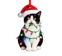 SICOHOME Tuxedo Cat Christmas Ornament - Adorable Acrylic Tuxedo Kitty Ornament for Christmas Tree, Black and White Cat Lover Gifts for Women 2 Side Printed Christmas Decorations (2D)