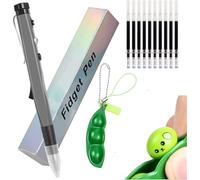 Sicomne Fidget Toys Fidget Pen Sensory Toys for Autism, Fidgets Pens Squeeze Bean Keychain Anti Stress Relief Fidgets Pens School Kids Adults Adhd Fidget Spinner Multifunction Magnetic Ball Pen Gray