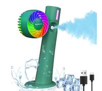 Sicomne HandHeld Misting Fan Clip Portable, 3 IN 1 Portable Hand Held Rechargeable Mister Hand Fans 90-Degree Folding Spray Water 34ml Mist Mini USB RGB Desk Fan Travel Outdoors