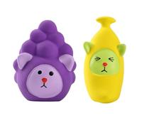 SICOPEE Cute Animal Squeaky Dog Toys, 2-Pack Fruit Shaped Rubber Chew Toys Pet Interactive Toys (Banana&Grape)