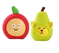 SICOPEE Cute Animal Squeaky Dog Toys, 2-Pack Fruit Shaped Rubber Chew Toys Pet Interactive Toys (Tomato&Pear)