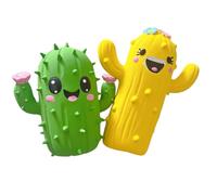 SICOPEE Cute Cactus Dog Squeaky Toys, 2-Pack Green and Yellow, Latex Rubber Interactive Pet Chew Toy
