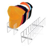 SicoVision 2Pack Hat Rack for baseball Caps, 2024 New Hat Rack Display and Organizer for 16 Baseball Caps, Acrylic Hat Display Stand Holder for Bedroom, Closet, Dresser, Office (Clear)