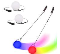 SicoVision 2Pcs LED Poi Balls Set, Luminous POI Juggling Balls with Rainbow Colors and Strobe Effect, LED Fire Poi for Beginners & Professionals, Play in the Dark for Dancing, Raves, Light shows