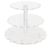 SicoVision Acrylic Cake Stand Set, Reusable Round Tall Cupcake Holder for Dessert Cake Pizza, Cupcake Pastry Candy Display Riser for Wedding, Birthday, Party, Baby Shower (3 Tiers)