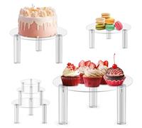 SicoVision Acrylic Cake Stands, 3PCS Countertop Dessert Display Riser for Dessert Cake Pizza Cupcake, Cake Display Holder for Birthday Wedding Baby Showers Anniversaries Party Decor, Transparent