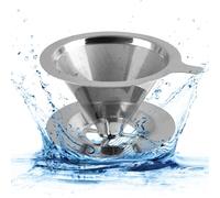 SicoVision Pour Over Coffee Dripper, Slow Drip Paperless Coffee Filter, Reusable Stainless Steel Cone Filter for Single Cup Brew with Brush, POCD01
