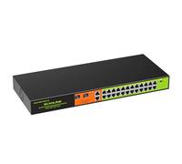 SICSOLINK 24 Port Gigabit POE+ Switch, Easy Smart Cloud Managed Swtich, 24*1G RJ45 POE+ Ports@ 360W with 2*1G UPLINK and 2*1G SFP, Rackmount, for Small Bessiness, Metal Case, Vlan.