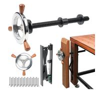 SICWEDIM Bench Screw Leg Vise, Workbench Inertia Leg Clamps with Handwheel & Parallel X-Bracket, Stainless Steel Screws, Heavy Duty Woodworking Table Vise Clamps Set (Silver)