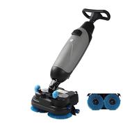 SICWEDIM Cordless Tile Polisher and Floor Scrubber Automatic 36V/10.5A 2x200W Adjustable Brushes, 4L+6L Separate Water Tanks Floor Cleaner for Office & Hotel Red (Grey)