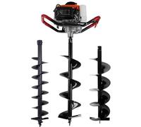 SICWEDIM Earth Auger Fence Post Hole Borer Ground 158cc Petrol Spiral Digger 4cm/6cm/8cm/10cm/12cm/15cm/20cm/25cm/30cm Drill Bits Attachments 9800 Rpm,1200ml Fuel Tank (4/6/8cm)
