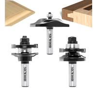 SICWOOD 3PCS Cabinet Door Raised Panel Router Bits Set 1/2 Shank, Carbide Woodworking Tools, for Making Door & Window Frames, (Tenon Joint Cutter Diameter: 1-5/8")
