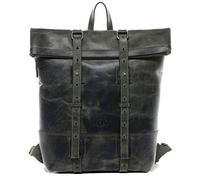 SID & VAIN Backpack CHAZ Medium daybag knapsack Real Leather 15,4 inch Laptop Rucksack Leather Bag Men´s Bag Green