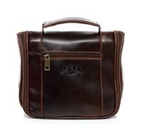 SID & VAIN Hanging wash Bag Heathrow Medium Travel Overnight Wash Gym necesaire Real Leather Toiletry Bag with Hook Leather Bag Women and Men
