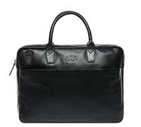 SID & VAIN Laptop Bag Boston Large Business Shoulder Bag Real Leather 15,4" Laptop Briefcase Leather Bag Women Men Unisex Black