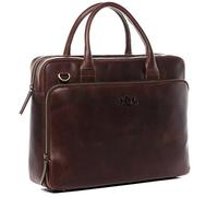 SID & VAIN Laptop Bag Ryan XL Business Briefcase Real Leather 15,4" Laptop Portable Satchel Leather Bag Women Men Unisex Brown