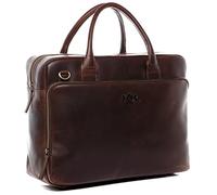 SID & VAIN Laptop Bag Ryan XXL Business Briefcase Real Leather 15,4" Laptop Portable Satchel Leather Bag Women Men Unisex Brown