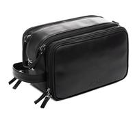 SID & VAIN wash Bag Louis Medium Travel Overnight Wash Gym Shaving Bag Real Leather Toiletry Bag Leather Bag Men Women Unisex Black
