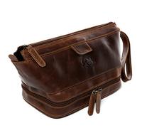 SID & VAIN wash Bag Nottingham Large Travel Overnight Wash Gym Shaving Bag for Men's Or Ladies Real Leather Toiletry Bag Leather Bag Men