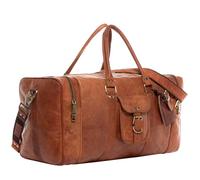 SID & VAIN Weekender Landon Vintage Leather I Sports Bag Large for Men I Travel Bag Hand Luggage Brown Handmade, Vintage Brown, 50 cm, travel bag