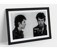Sid Vicious Mugshot 1 - Black & White Framed Wall Art Print Picture - A4 - Black Frame