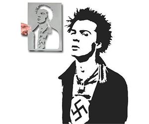 Sid Vicious Sex Pistols Stencil | Various Stencil Sizes | Iconic Punk Portrait Art Decor & Craft | Paint Canvas Art, Walls, Fabrics, Furniture | Reusable Stencils (22x37cm)