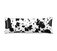 SIDAFENI Silk Satin Body Pillow Cover Cow Print Pillowcase Black and White Cowhide Skin Printed Western Decorative Cushion Long Pillowcase with Zipper Rectangle Pillow Cases 20"x54"