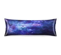 SIDAFENI Silk Satin Body Pillow Cover - Galaxy Body Pillowcase Blue Purple Outer Space Nebula Universe Star Night Starry Sky Long Pillowcase with Zipper - Rectangle Pillow Cases for Bed 20"x54"