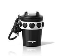Sidagar 12 oz Travel Coffee Mug Spill Proof Leak Proof, Stainless Steel Thermal Coffee Cup with Lid, Resuable Cup for Hot and Cold, Portable Tumbler for Women, Black