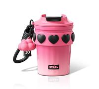 Sidagar 12 oz Travel Coffee Mug with Lid Spill Proof, Stainless Steel Thermal Coffee Tumbler for Hot and Cold, Resuable Insulated Coffee Cup for Women, Black Pink