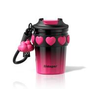 Sidagar 12 oz Travel Coffee Mug with Lid, Stainless Steel Coffee Tumbler for Hot and Cold, Resuable Insulated Coffee Cup Gifts for Women, Black Pink