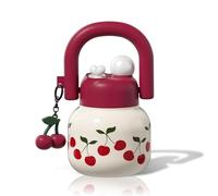 Sidagar 22 oz Water Bottle with Straw and Carry Handle, Cherry Wide Mouth Vacuum Insulated Stainless Steel Bottles Travel Tumbler For Women Easy Carry