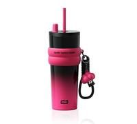 Sidagar 24 oz Insulated Tumbler witn Lid and Straw, Stainless Steel Reusable Leak Proof Water Bottle, Travel Portable Coffee Mug for Hot and Cold, Thermal Cup for Women, Black&Pink