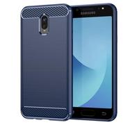 Sidande Case for Galaxy J3 2018/Samsung J3 Achieve/J3 star/J3 Aura/Sol 3 Case, Ultra Slim Phone Cover with Shock-Absorption Carbon Fiber TPU Rubber Protective Case for Samsung Galaxy J3 2018 Navy Blue