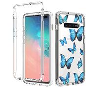 sidande Case for Galaxy S10 Plus (Not fit S10 5G), Samsung S10 Plus Case for Girls, Full Body Shockproof Clear Floral Soft Flexible Phone Protective Armor Cover for Samsung Galaxy S10 Plus (butterfly)