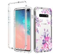 sidande Case for Galaxy S10 Plus (Not fit S10 5G),Samsung S10 Plus Case for Girls,Full Body Shockproof Clear Floral Soft Flexible Phone Protective Armor Cover for Samsung Galaxy S10 Plus (Rose Flower)