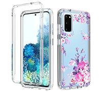 sidande Case for Galaxy S20 5G 6.2" (Not fit S20 FE), Samsung S20 Case for Girls, Full Body Shockproof Clear Floral Soft Flexible Slim Phone Protective Armor Cover for Samsung Galaxy S20 (Rose Flower)