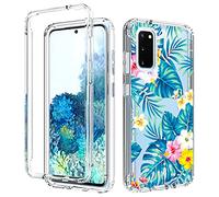 sidande Case for Galaxy S20 Plus 5G 6.7" (Not fit S20 FE), Samsung S20 Plus Case, Full Body Clear Floral Soft Flexible Phone Protective Armor Cover for Samsung Galaxy S20 Plus (Flowers & Leaves)