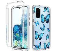 sidande Case for Galaxy S20 Plus 5G 6.7" (Not fit S20 FE), Samsung S20 Plus Case, Full Body Shockproof Clear Floral Soft Flexible Phone Protective Armor Cover for Samsung Galaxy S20 Plus (Butterfly)