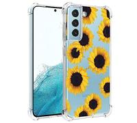 Sidande Case for Galaxy S22 Case, Samsung S22 5G SM-S901U Case for Girls Women, Clear Floral Soft Flexible TPU Slim Phone Protective Case Cover for Samsung Galaxy S22 5G (Sunflower)