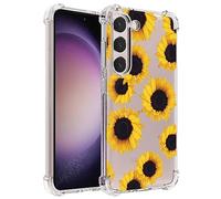 Sidande Case for Galaxy S23 Case, Samsung S23 SM-S911U Case for Girls Women, Clear Floral Soft Flexible TPU Slim Phone Protective Case Cover for Samsung Galaxy S23 5G (Sunflower)
