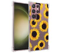 Sidande Case for Galaxy S23 Ultra Case,Samsung S23 Ultra SM-S918U Case for Girls Women, Clear Floral Soft Flexible TPU Slim Phone Protective Case Cover for Samsung Galaxy S23 Ultra 5G (Sunflower)