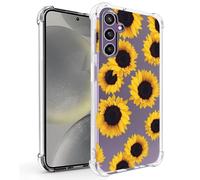 Sidande Case for Galaxy S24 Case, Samsung S24 5G SM-S921U Case for Girls Women, Clear Floral Soft Flexible TPU Slim Phone Protective Case Cover for Samsung Galaxy S24 Sunflower