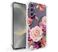 Sidande Case for Galaxy S24 Case, Samsung S24 5G SM-S921U Case for Girls Women, Clear Floral Soft Flexible TPU Slim Phone Protective Case Cover for Samsung Galaxy S24 Purple Flower