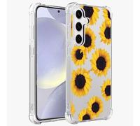 Sidande Case for Galaxy S24 Plus Case, Samsung S24+ 5G SM-S926U Case for Girls Women, Clear Floral Soft Flexible TPU Slim Phone Protective Case Cover for Samsung Galaxy S24+ 5G Sunflower